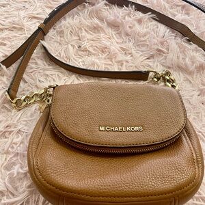 Michael Kors Bedford Flap Crossbody Bag brown pebbled leather
